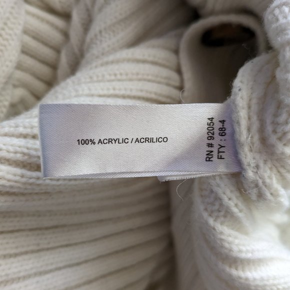 Carolyn Taylor cream acrylic long cardigan w/ buttons Sz M - Picture 3 of 6